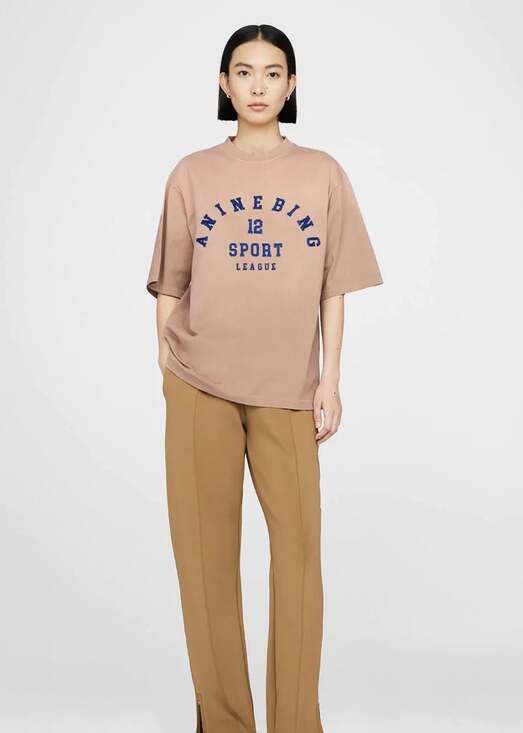 Anine Bing Tops - Anine Bing Caden Tee Sport '12' League Embroidered Oversized T-Shirt